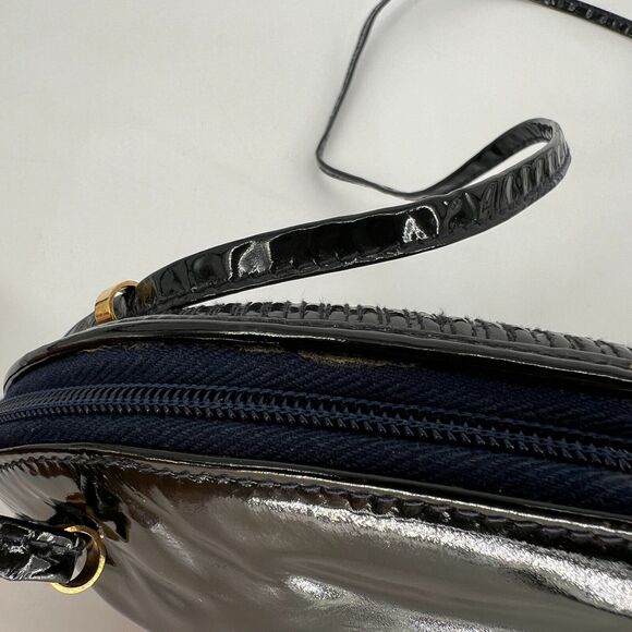 Vtg Saks‎ Fifth Avenue Handbag Green Crossbody Italy Circle Ball Patent Leather - Picture 8 of 15